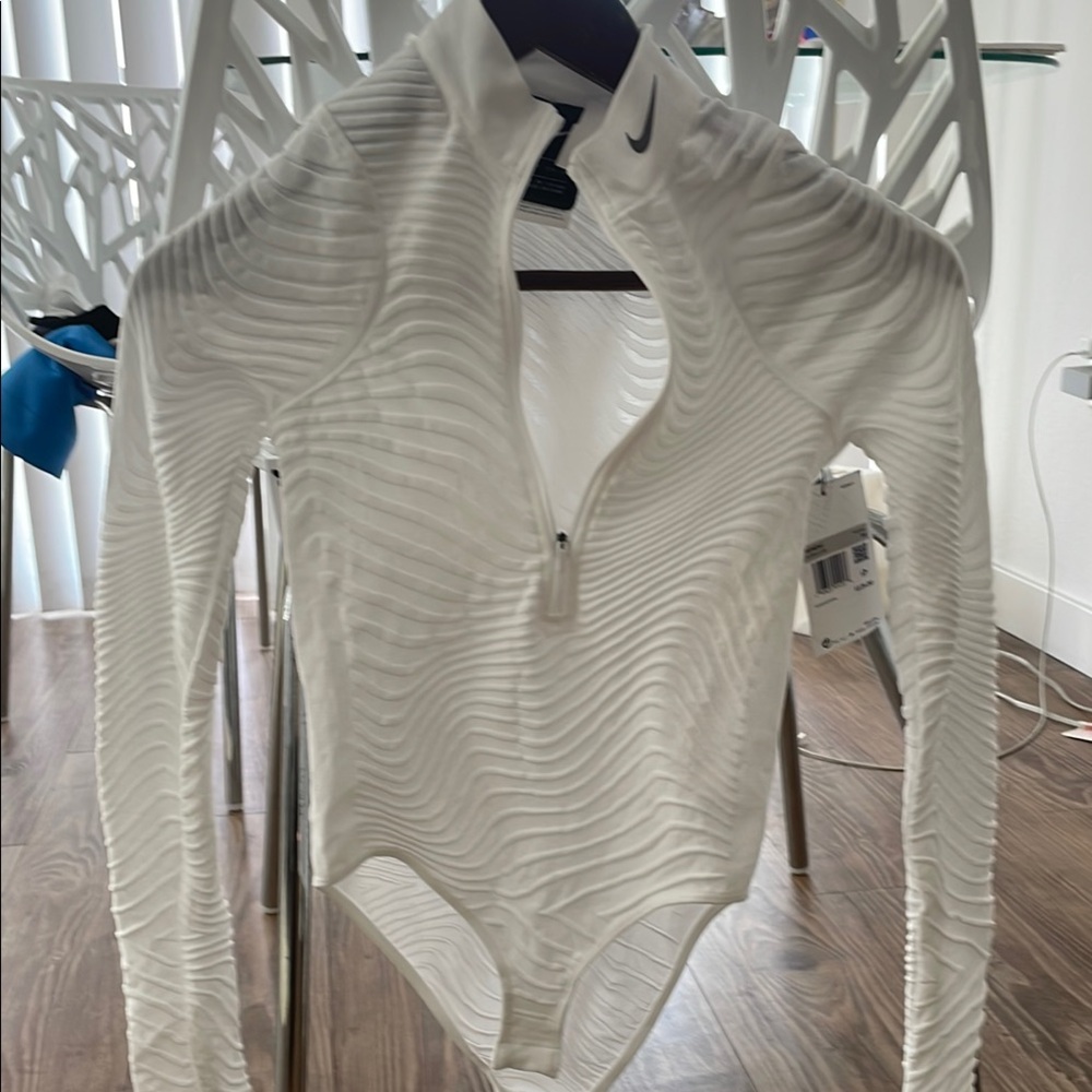 Nike White Textured Bodysuit